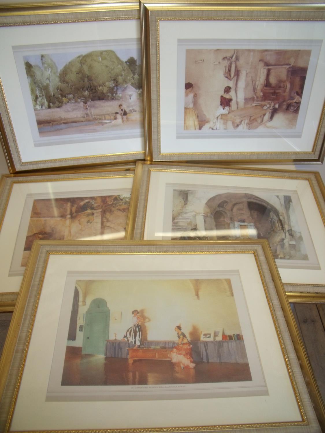 Set of five framed and mounted Russell Flint prints (60cm x 50cm) (5)