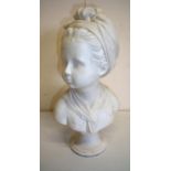 Modern composite Victorian style bust of a young girl (32cm high)