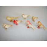 Group of seven early 20th C carved ivory birds including canaries, pheasants etc (approx. 4cm high)