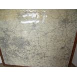 Large framed scale map of North & West Yorkshire (106cm x 122cm)