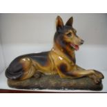 Art Deco style large plaster figure of a seated Alsatian (38cm high)