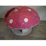 Artist Studio ware figure of a toadstool with cut out section with wooden base and plasterwork