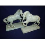 Pair of unusual 19th/20th C plasterwork anatomy figures of horses (A/F), one in natural stated the