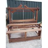 Stained pine framed Arrol Young of Galashiels Scotland loom (179cm x 152cm x 180cm)