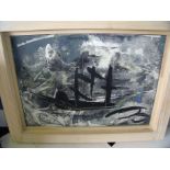 Framed and mounted original George Hainsworth artwork on board 'Boat-Titanic in Storm', the