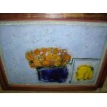 Framed and mounted original George Hainsworth artwork on board 'Still Life Chrysanthemums with