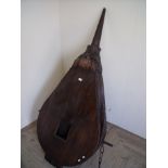 Extremely large set of blacksmith forge bellows with hanging chains (overall length 178cm)