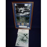 Framed and mounted signed photographic montage relating to Apollo 13, signed by Jerry Bostick Flight