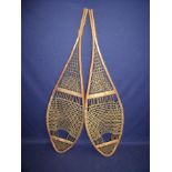 Pair of Edwardian Walrus gut snow shoes (overall length 80cm)