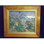 Framed and mounted oil on canvas of mountainous landscape scene by Orlando Greenwood, mounted in