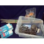 Airfix multiple train control system, various Peco Streamline OO gauge points track etc. and a small