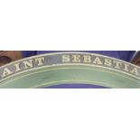 Reproduction painted wood double sided locomotive name plate for Saint Sebastian and Lalla Rookh (