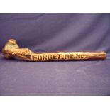 Carved Irish bogwood Shillelagh club inscribed 'Forget me not' (51cm length)