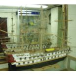 Scale model of a French Napoleonic era naval ship 'Le Superbe' (overall length 84cm)