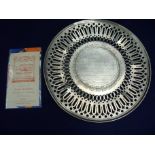 Early aviation interest piece comprising of fretwork presentation silver inscribed 'Presented to