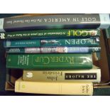 Box of hard back books relating to golf