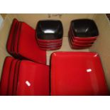 Red & black Japanese style part dinner service