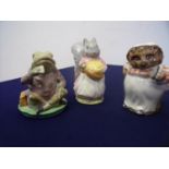 Beswick Beatrix Potter figures 'Goody Tiptoes', 'Jeremy Fisher' and 'Mrs Tiggy Winkle' (3)