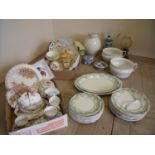 Four boxes containing a selection of various Victorian and later ceramics, part tea services, dinner