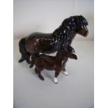 Beswick figure of a Shetland Pony (Wally 1033) and a Shetland foal 1034 (2)