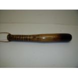 Police style truncheon with turned wood handle (30cm long)