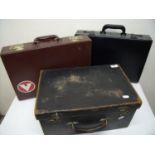 Vintage leather travelling attaché case and two other modern briefcases (3)