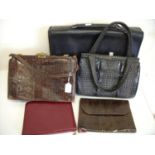 Leather satchel, two ladies crocodile bags, snake skin purse and a leather wallet (5)