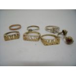 Group of various 9ct gold and other dress rings, earrings etc (6)