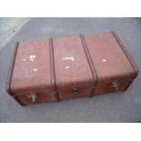 Vintage flat top travelling trunk with lift out tray