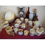 Selection of Victorian and later ceramics and glassware in one box including Studio ware bottle neck