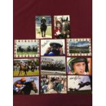 Twelve 6x4inch photographic prints signed by various jockeys including Davey Condon, Robbie Power,