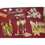 Extremely large selection of various assorted silver plated cutlery including bone handled,