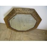 Octagonal brass framed hall mirror