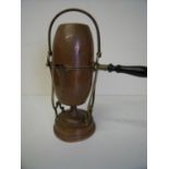 Copperware hot chocolate spirit kettle with turned wood handle