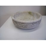 Carved marble bowl with carved border (diameter 38cm)