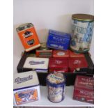 Large selection of vintage American, English and continental shop display type advertising tins