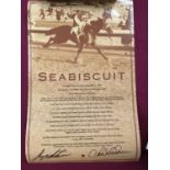 Poster for the film Seabiscuit signed by Gary Stevens