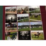 Twelve 7x5inch colour prints signed by various jockeys including Barry Geraghty, Robbie Fitzpatrick,