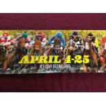 Large panoramic print of the 2014 Keeneland Spring Meeting signed by various jockeys