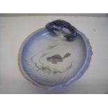 Royal Copenhagen shallow dish with central figure of a fish and a crab to the rim, No 21165 (24cm