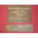 Vintage brass wall plaques for solicitors and architects