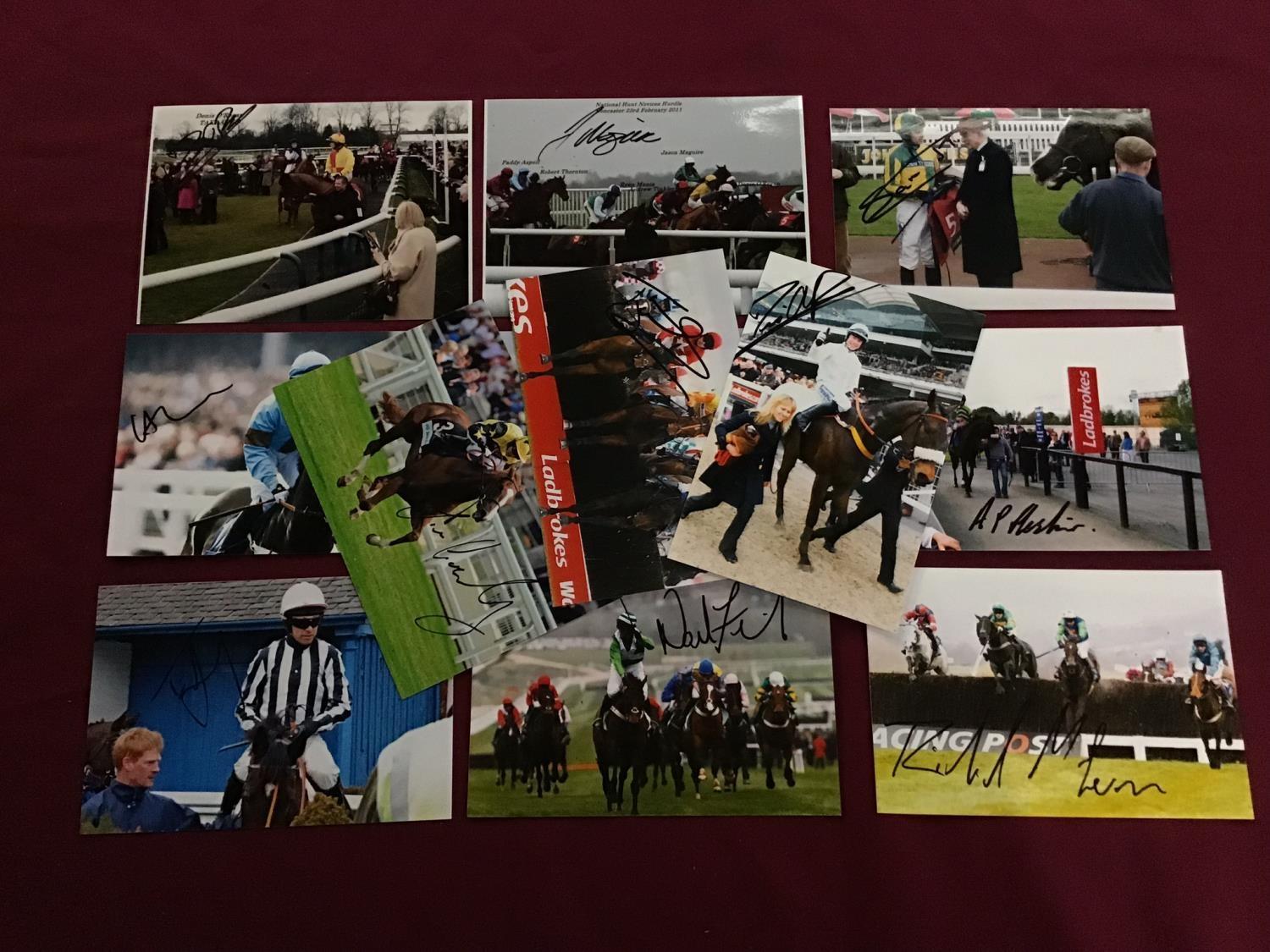 Twelve 6x4inch signed prints including Jim Crowley, Tom Scudamore, Ritchie McLernon, B P Heskin, Sam