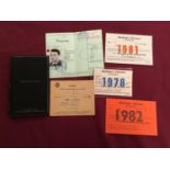 Medical record book and various jockeys licences for Peter Perkins listing various riding