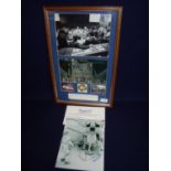 Framed and mounted signed photographic montage relating to Apollo 13, signed by Jerry Bostick Flight