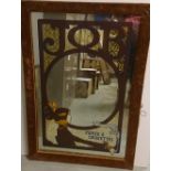 Reproduction Art Deco style Job Cigarettes advertising mirror (59cm x 84cm including frame)