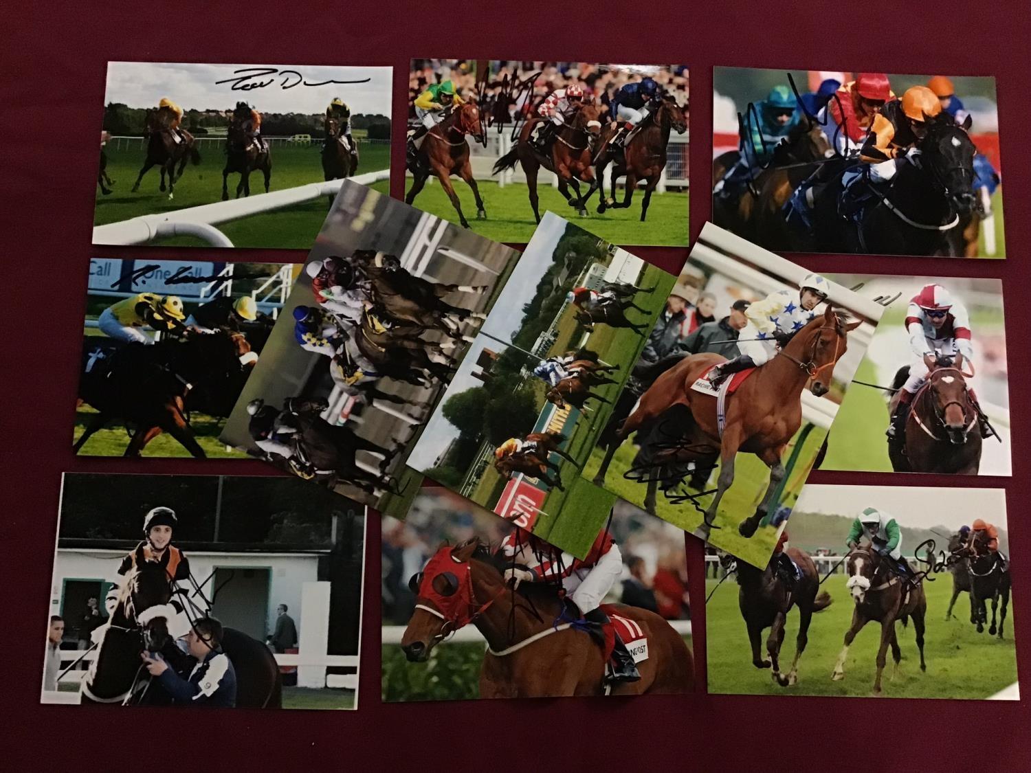 Twelve 6x4inch signed prints including Keiron Fallon, Darrell Holland, Paul Hanagan, Jim Crowley,