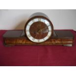 Early - mid 20th C oak and walnut cased Sentra mantel clock with chiming movement