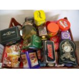 Large selection of various branded tins including Coca Cola, Mars, After Eight, KitKat etc