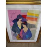 Extremely large gilt framed and mounted coloured limited edition artist proof print No 11/30, signed