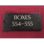 Sign from the Old Ascot Racecourse Stand for Boxes 554-555 (41cm x 19cm)